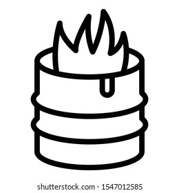 Fire in barrel icon. Outline fire in barrel vector icon for web design isolated on white background