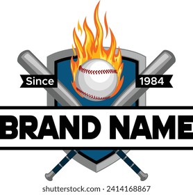 fire baseball emblem illustration vector logo design