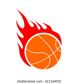 Fire basketball. Flame ball. Emblem game sport team