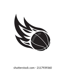 Fire Basketball Silhoute Logo Illustration Sport Stock Vector (royalty 