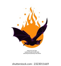 Fire bat design streetwear clothing vector