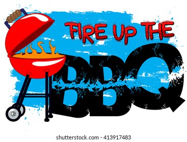 Fire up the bbq. Cartoon style vector illustration.