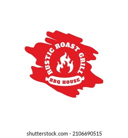 Fire BBQ House Grill Logo Concept Vector Illustration