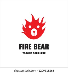 fire bear logo icon vector