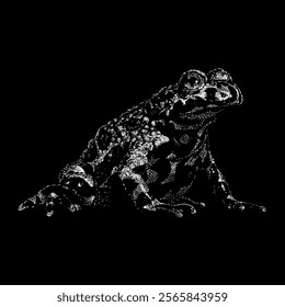 fire bellied toad hand drawing vector isolated on black background.