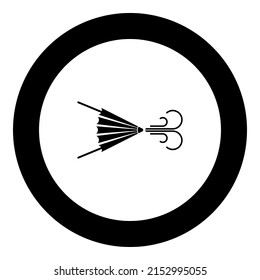 Fire Bellows Furnace Windower Blowing Wind Tool Blacksmith Forge Icon In Circle Round Black Color Vector Illustration Image Solid Outline Style