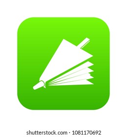 Fire bellows icon green vector isolated on white background