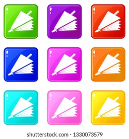 Fire bellows icons set 9 color collection isolated on white for any design