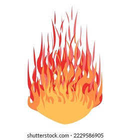 Fire. Big flame. Bright flaming elements. Colorful vector illustration on a white background.
