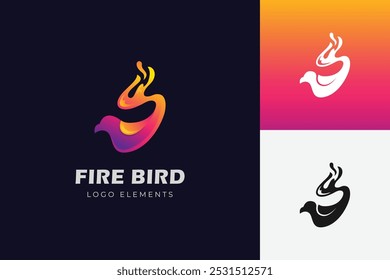 Fire bird gradient logo design with colorful shape energy symbol. vector logo illustration