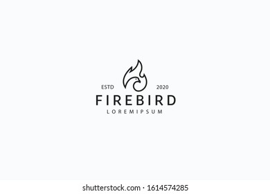Fire Bird Line Logo Icon Vector