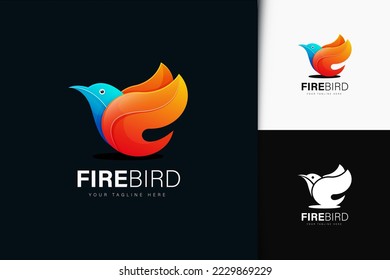 Fire bird logo design with gradient
