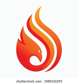 Plantilla vectorial de inspiración de diseño del logotipo de pájaro de fuego