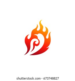 Fire Bird Logo Design. Fire with Bird Shape Inside