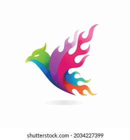 fire bird logo with flames concept