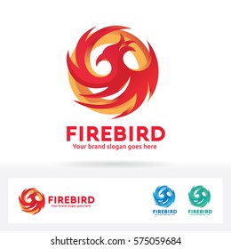 Fire Bird Logo. Phoenix Bird Brand Identity