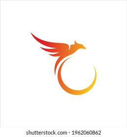 fire bird phoenix creative logo design illustration