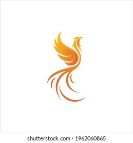 fire bird phoenix creative logo design illustration