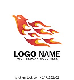 Fire bird phoenix logo design, falcon, eagle, hawk vector icon