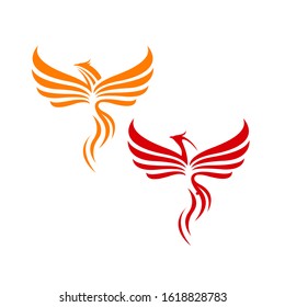 fire bird phoenix logo design vector illustrations graphic
