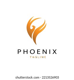 gráfico de ilustraciones vectoriales del diseño del logotipo de pájaro de fuego phoenix.