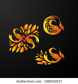 fire bird or phoenix logo icon or sign for industry company