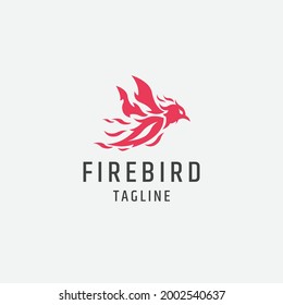 Fire bird red flame logo icon design template vector illustration