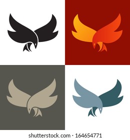 Fire bird silhouette icon. Vector graphics.
