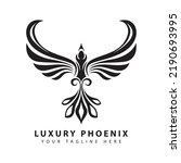 Fire bird vector icon. Phoenix symbol, logo design element. Editable phoenix vector silhouette.