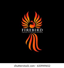 fire bird vector logo, pomegranate bird logo.