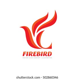 Fire Bird - vector logo template concept illustration. Abstract flame creative sign. Phoenix mytphology symbol. Design element. 