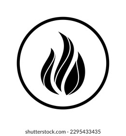 Fire black icon. Abstract flame symbol. Vector illustration. Fire logo isolated