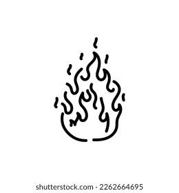 Fire black line icon. Natural element. Pictogram for web page, mobile app, promo.