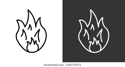 Fire Black And White Icon Set Collection Pack Vector Illustration