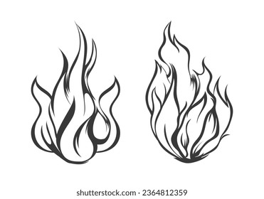 Fire black and white vector design bundle