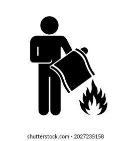 Fire Blanket Black Icon ,Vector Illustration, Isolate On White Background Label. EPS10