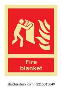 Fire Blanket - International Fire Control and Safety Signs - Blanket, Fire Extinguisher, Urgent control, Emergency Service, fire equipment,  Safety appliance, retardant material Flame Protection.