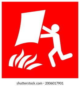 Signo de símbolo de la manta de fuego, Ilustración vectorial, Aislar sobre la etiqueta de fondo blanco. EPS10