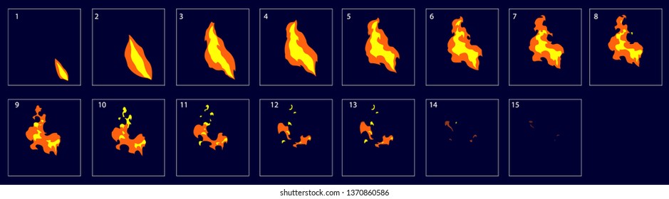 Fire blast animation effect. Fire blast effect. Fire explosion effect. Animation Sprite sheet for games or cartoon or animation - Vector