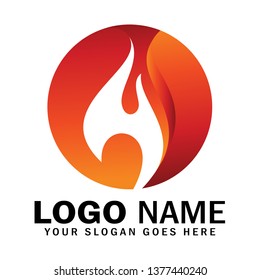 Fire, blaze logo symbol, flame circle vector logo