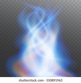 Fire blue flame. Bright transparent form of fire or smoke.