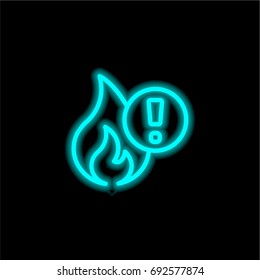 Fire blue glowing neon ui ux icon. Glowing sign logo vector