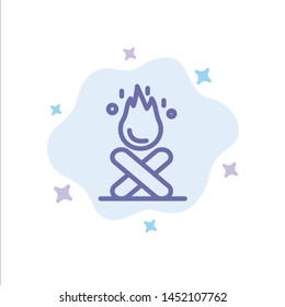  Fire Blue Icon on Abstract Cloud Background