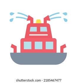 Fire Boat icon vector image. Can also be used for Vehicles. Suitable for mobile apps, web apps and print media.