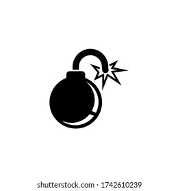 Feuerbombe, explosive militärische Waffen. Flachbild-Vector-Ikonbild. Einfach schwarzes Symbol auf weißem Hintergrund. Feuerbombe, Muster für die Konstruktion explosiver militärischer Waffen für Web- und mobile UI-Elemente