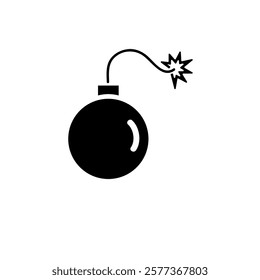 Fire Bomb, Explosive Military Weapon Solid Flat Vector Icon Isolated on White Background.