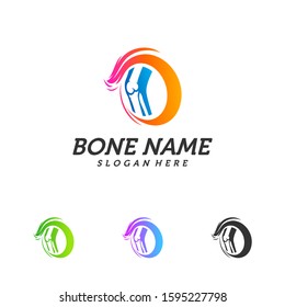 Fire Bone logo design template. Concept Vector of human body health. Emblem symbol Icon.