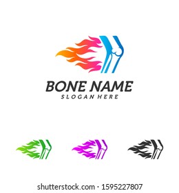 Fire Bone logo design template. Concept Vector of human body health. Emblem symbol Icon.