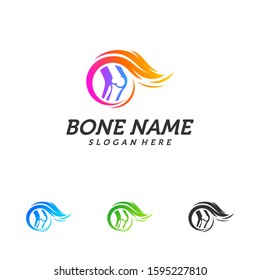 Fire Bone logo design template. Concept Vector of human body health. Emblem symbol Icon.
