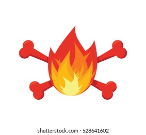 Fire and bones logo for firemen. Flames and crossbones logo
